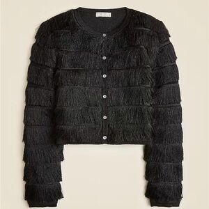 J.Crew Fringe Cardigan Sweater in Metallic Yarn Size Large